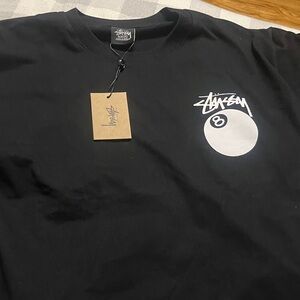 Stussy Black Tee with White Graphic